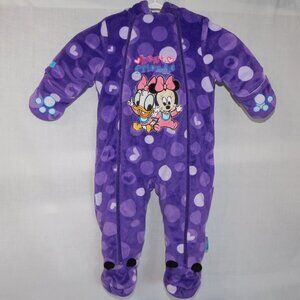 Disney Minnie Mouse Baby Winter Suit Bunting Snowsuit Fleece Purple 6 -12 Month
